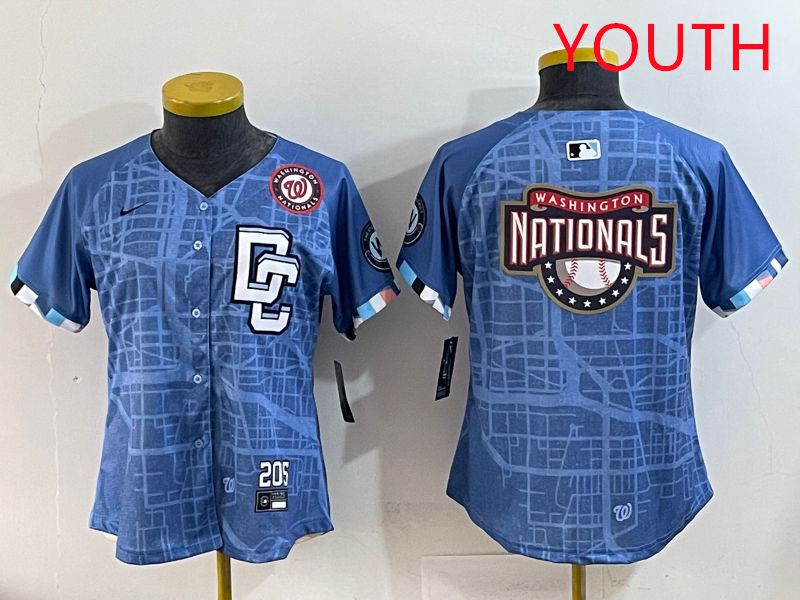 Youth Washington Nationals Blank Blue Joint Name 2025 Nike MLB Jersey style 7